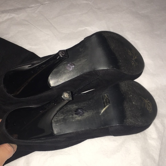 Anna Michelle Stiletto soft black almond toe zip over the knee cuff boot 29 EUC - Picture 16 of 17